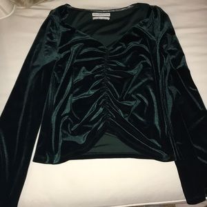 Dark green velvet long sleeve top M